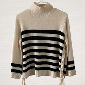 Joie Lantz Mockneck Sweater Womens XS Wool Cashmere Bell Lace Up Sleeves Casual